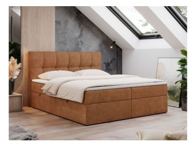 Łóżko kontynentalne RICO 160x200 - H4 - pomarańczowy, struktura