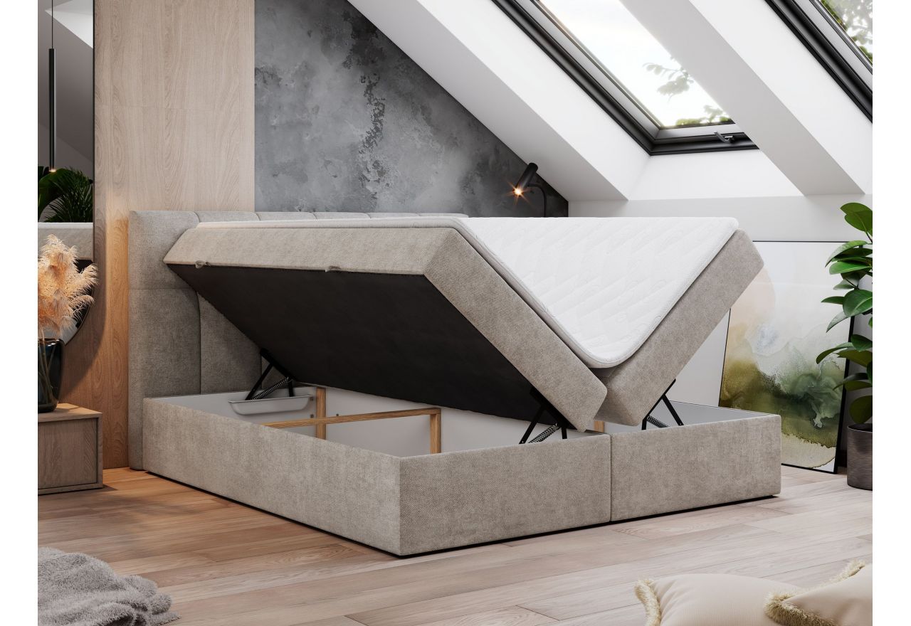 Łóżko kontynentalne RICO 200x200 - H3 - beżowy, struktura