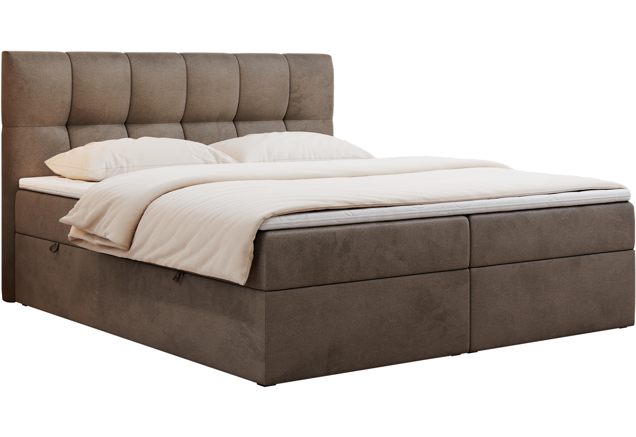 Łóżko kontynentalne RICO 120x200 - H3 - brązowy, welwet