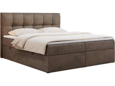 Łóżko kontynentalne RICO 140x200 - H4 - brązowy, welwet