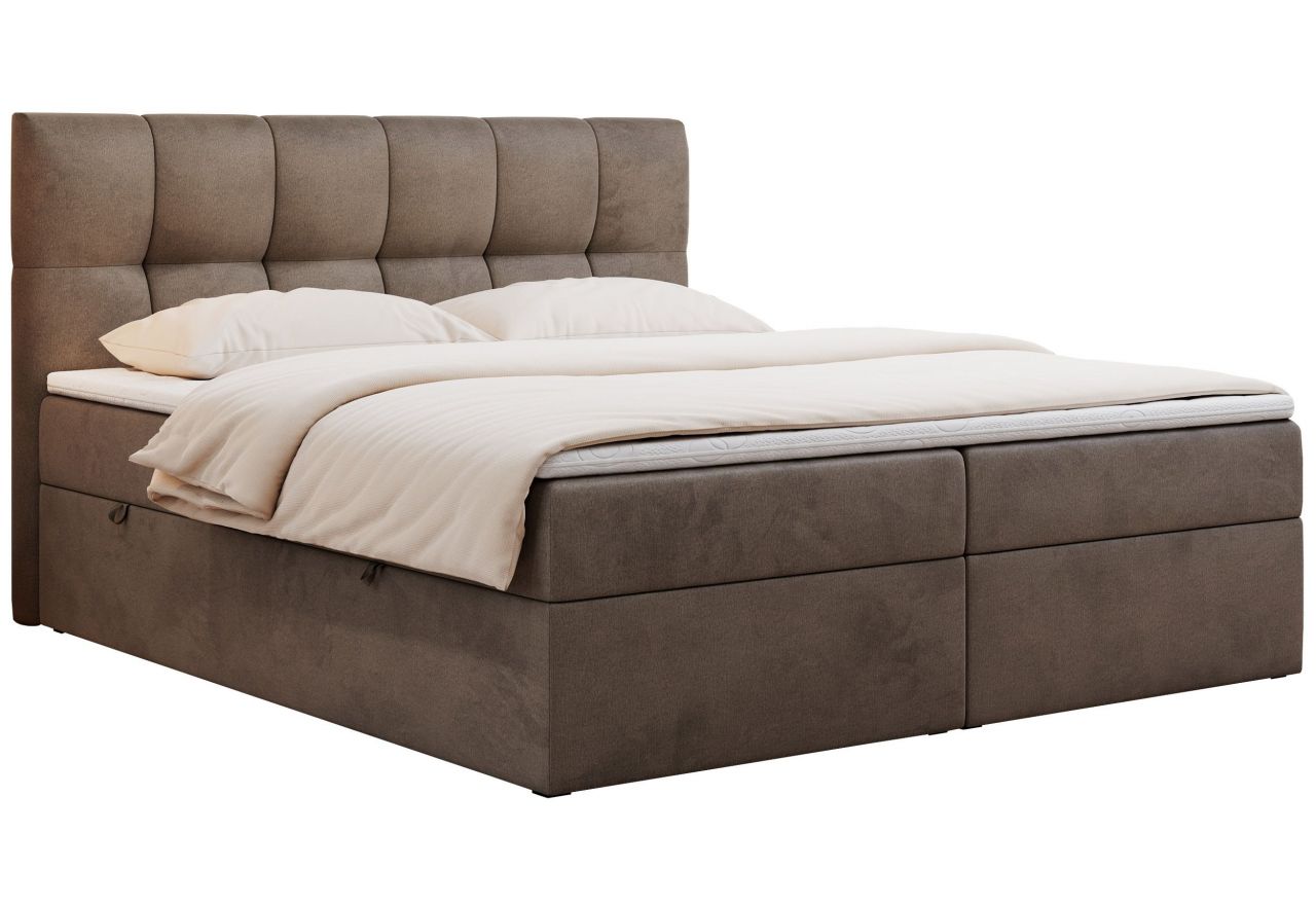 Łóżko kontynentalne RICO 160x200 - H4 - brązowy, welwet