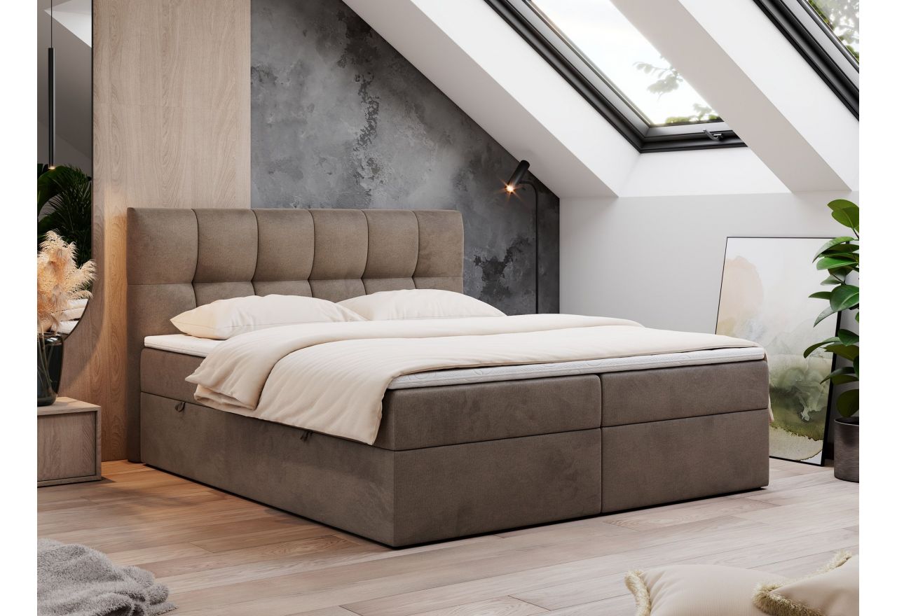 Łóżko kontynentalne RICO 180x200 - H4 - brązowy, welwet