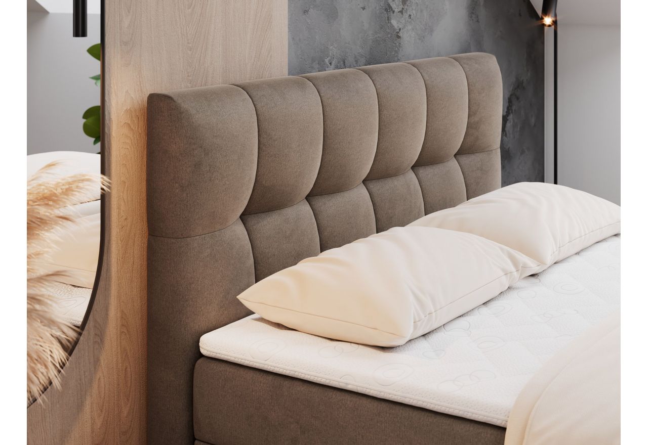 Łóżko kontynentalne RICO 180x200 - H4 - brązowy, welwet