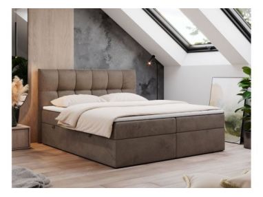 Łóżko kontynentalne RICO 200x200 - H4 - brązowy, welwet