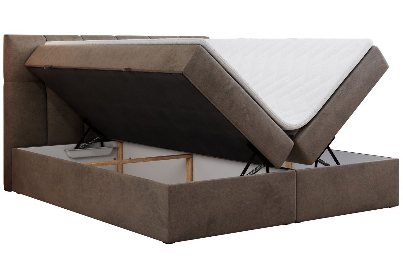Łóżko kontynentalne RICO 200x200 - H4 - brązowy, welwet