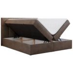 Łóżko kontynentalne RICO 200x200 - H4 - brązowy, welwet