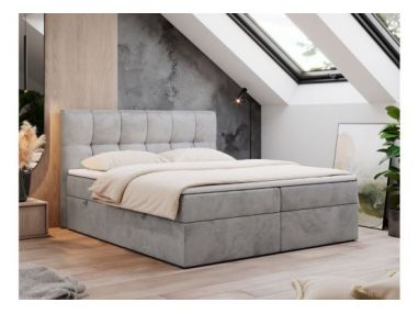 Łóżko kontynentalne RICO 120x200 - H3 - jasnoszary, welwet