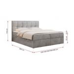 Łóżko kontynentalne RICO 120x200 - H3 - jasnoszary, welwet