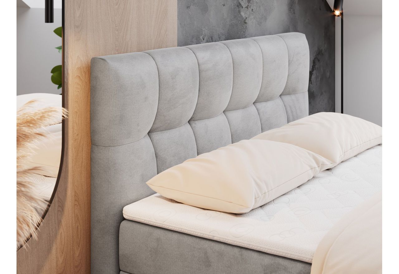 Łóżko kontynentalne RICO 120x200 - H3 - jasnoszary, welwet