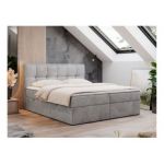 Łóżko kontynentalne RICO 140x200 - H3 - jasnoszary, welwet