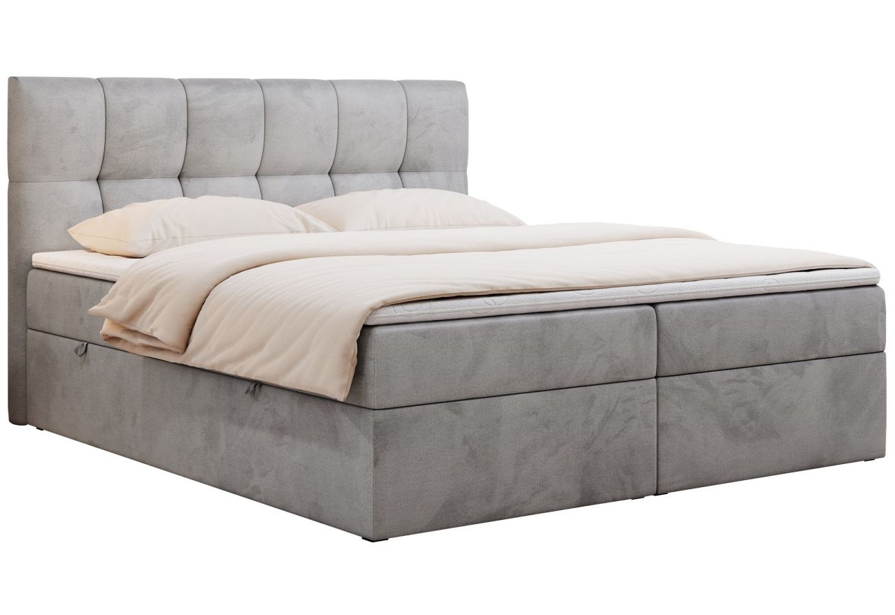 Łóżko kontynentalne RICO 200x200 - H3 - jasnoszary, welwet