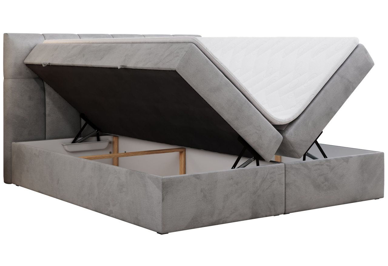 Łóżko kontynentalne RICO 140x200 - H4 - jasnoszary, welwet
