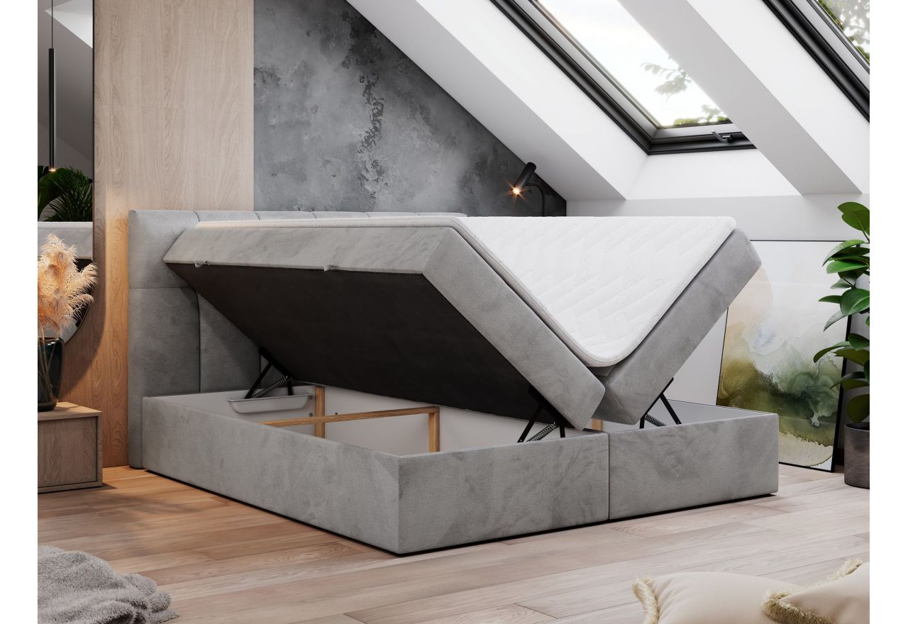 Łóżko kontynentalne RICO 160x200 - H4 - jasnoszary, welwet