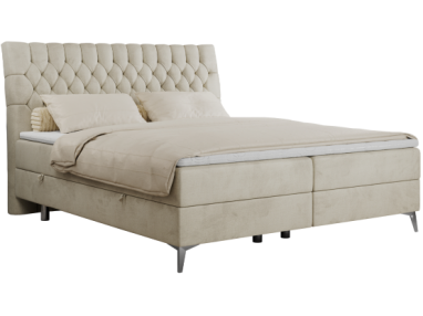 Łóżko kontynentalne MILEN 120x200 - H3 - beżowy, welwet