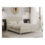 Łóżko kontynentalne MILEN 180x200 - H3 - beżowy, welwet