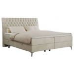 Łóżko kontynentalne MILEN 120x200 - H4 - beżowy, welwet