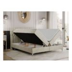 Łóżko kontynentalne MILEN 140x200 - H4 - beżowy, welwet