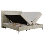 Łóżko kontynentalne MILEN 140x200 - H4 - beżowy, welwet