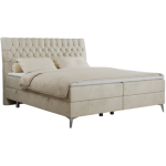 Łóżko kontynentalne MILEN 180x200 - H4 - beżowy, welwet