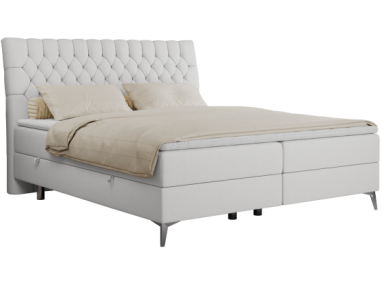 Łóżko kontynentalne MILEN 120x200 - H3 - biały, ekoskóra