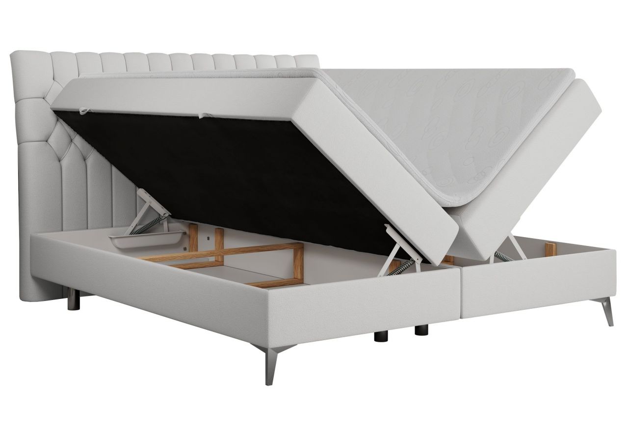 Łóżko kontynentalne MILEN 120x200 - H3 - biały, ekoskóra