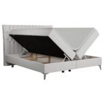 Łóżko kontynentalne MILEN 140x200 - H3 - biały, ekoskóra