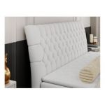 Łóżko kontynentalne MILEN 180x200 - H3 - biały, ekoskóra