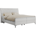 Łóżko kontynentalne MILEN 120x200 - H4 - biały, ekoskóra