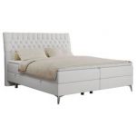 Łóżko kontynentalne MILEN 140x200 - H4 - biały, ekoskóra