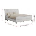 Łóżko kontynentalne MILEN 200x200 - H4 - biały, ekoskóra