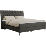 Łóżko kontynentalne MILEN 160x200 - H3 - ciemnoszary, ekoskóra