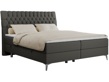 Łóżko kontynentalne MILEN 200x200 - H3 - ciemnoszary, ekoskóra