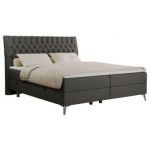 Łóżko kontynentalne MILEN 120x200 - H4 - ciemnoszary, ekoskóra