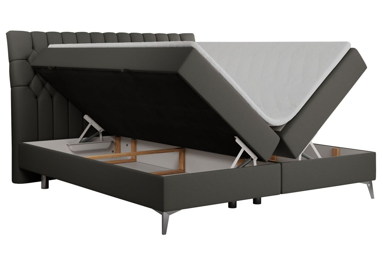 Łóżko kontynentalne MILEN 120x200 - H4 - ciemnoszary, ekoskóra