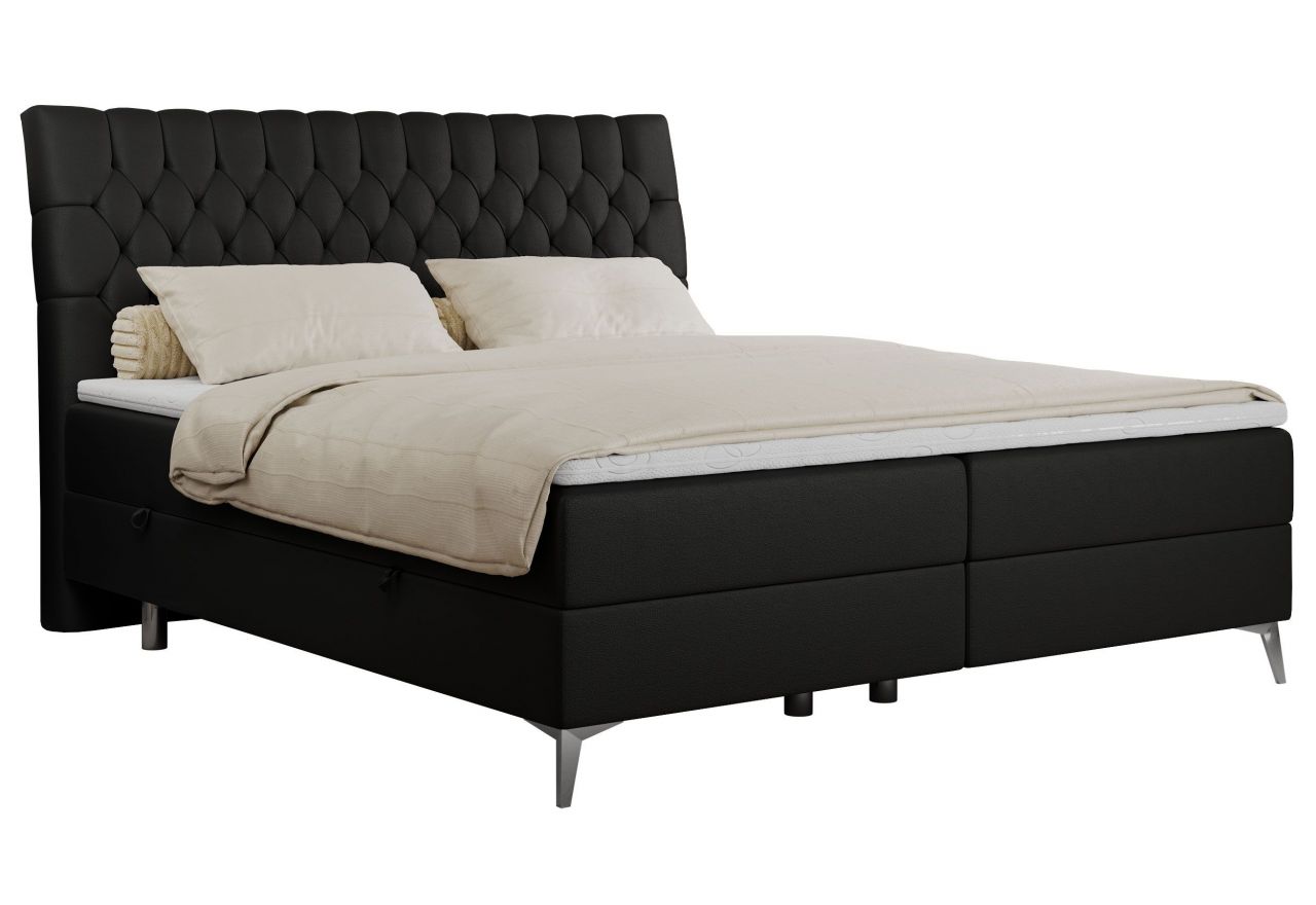 Łóżko kontynentalne MILEN 120x200 - H3 - czarny, ekoskóra