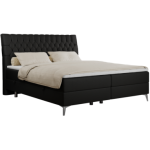 Łóżko kontynentalne MILEN 140x200 - H4 - czarny, ekoskóra