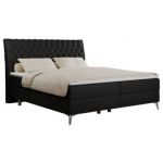 Łóżko kontynentalne MILEN 140x200 - H4 - czarny, ekoskóra