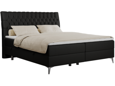 Łóżko kontynentalne MILEN 180x200 - H4 - czarny, ekoskóra