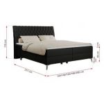 Łóżko kontynentalne MILEN 180x200 - H4 - czarny, ekoskóra