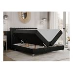 Łóżko kontynentalne MILEN 180x200 - H4 - czarny, ekoskóra