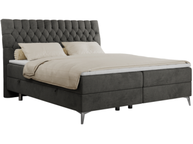 Łóżko kontynentalne MILEN 200x200 - H3 - ciemnoszary, welwet