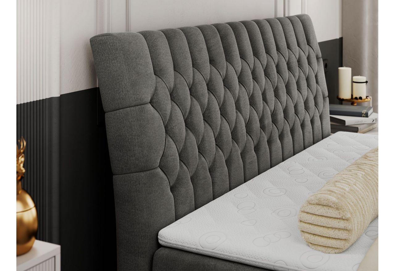 Łóżko kontynentalne MILEN 140x200 - H4 - ciemnoszary, welwet