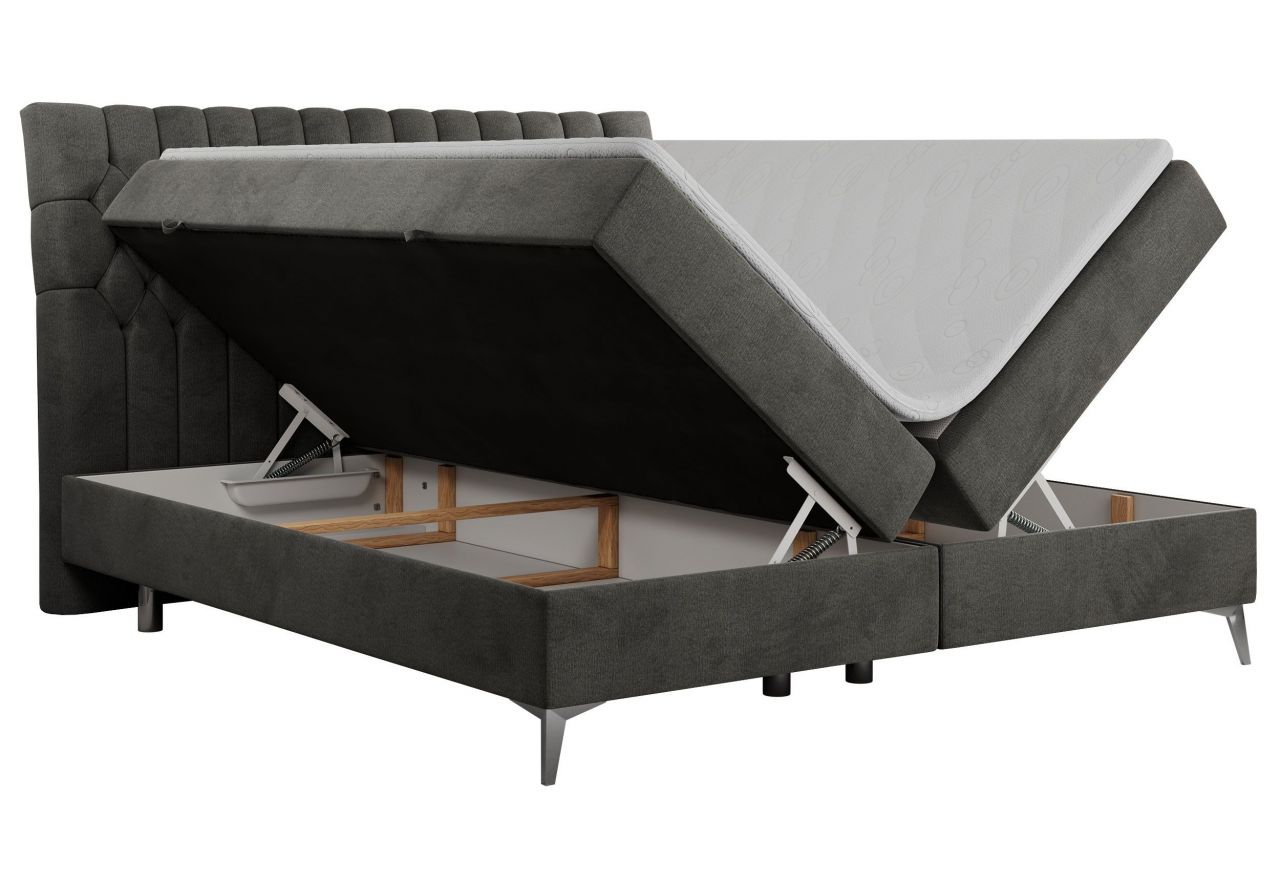 Łóżko kontynentalne MILEN 140x200 - H4 - ciemnoszary, welwet