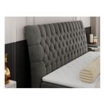 Łóżko kontynentalne MILEN 160x200 - H4 - ciemnoszary, welwet