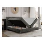 Łóżko kontynentalne MILEN 200x200 - H4 - ciemnoszary, welwet