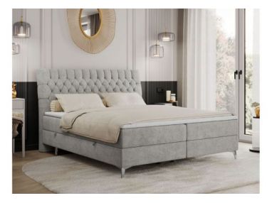 Łóżko kontynentalne MILEN 160x200 - H3 - jasnoszary, struktura