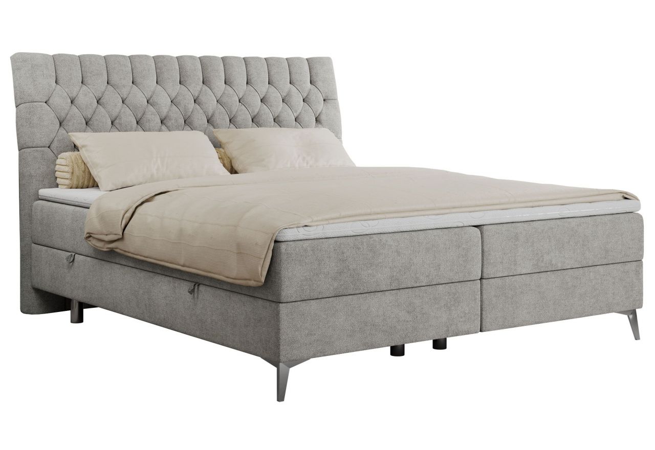 Łóżko kontynentalne MILEN 160x200 - H3 - jasnoszary, struktura