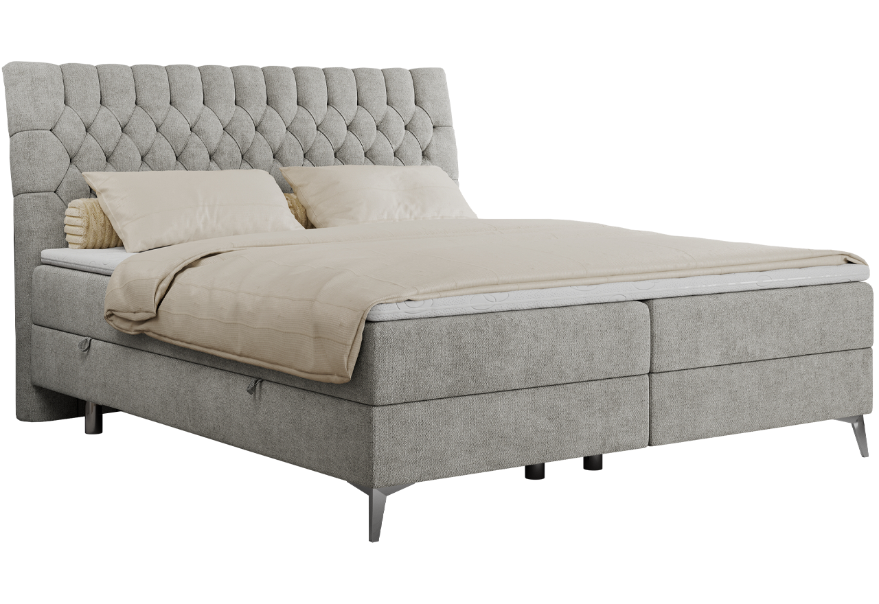 Łóżko kontynentalne MILEN 120x200 - H4 - jasnoszary, struktura