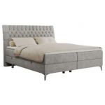 Łóżko kontynentalne MILEN 120x200 - H4 - jasnoszary, struktura