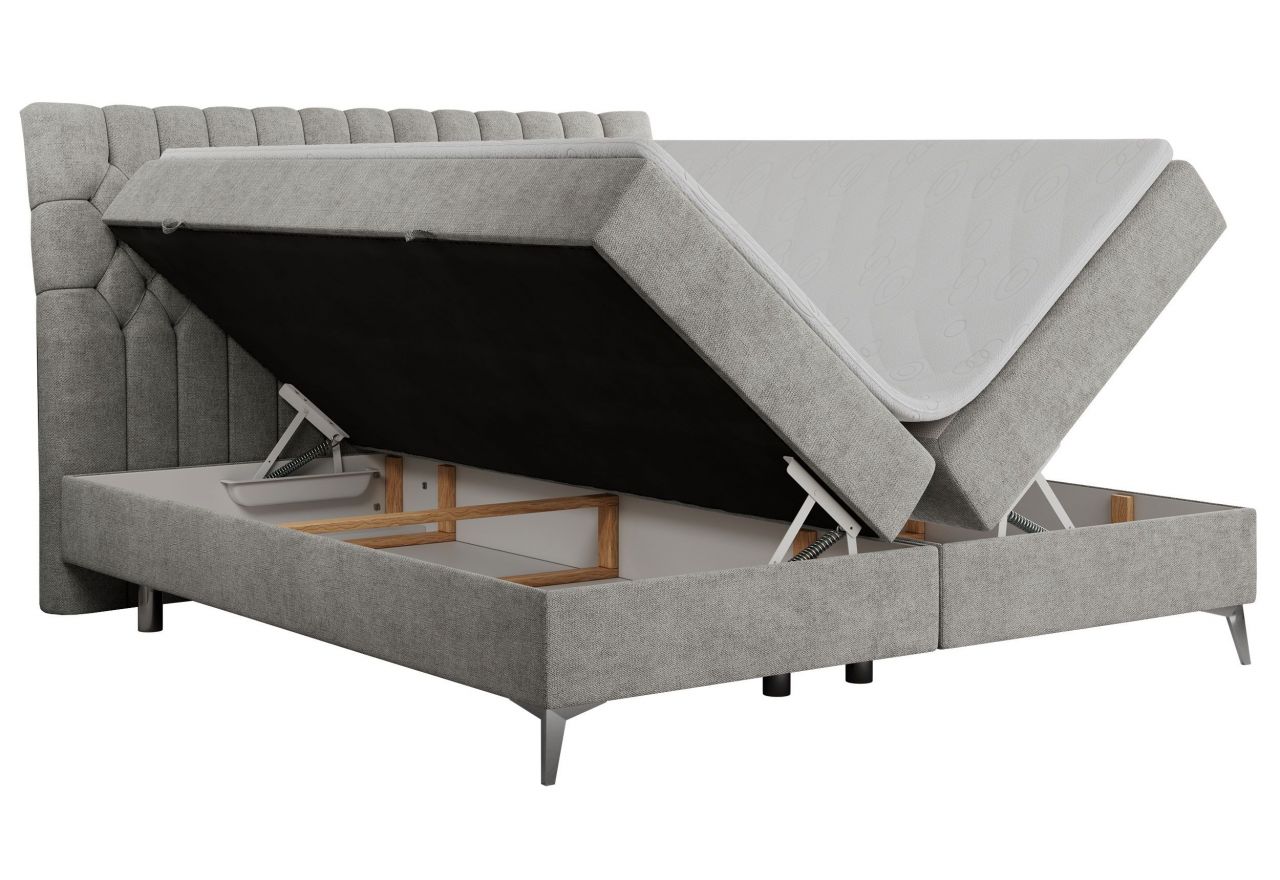 Łóżko kontynentalne MILEN 120x200 - H4 - jasnoszary, struktura